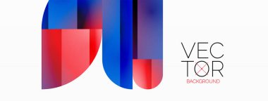 Dinamik soyut vektör arkaplanı. Dairelerin, karelerin ve üçgenlerin uyumlu birleşimi. Geometrik elementler büyüleyici bir zemin oluşturmak için birbirine dolanır. Her şekil biçimlerin kaleydoskopuna katkıda bulunur