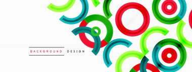 Değişik tonlara ve renklere sahip canlı ve göz alıcı bir tasarıma sahip renkli çemberler girdap ve dinamik bir etki yaratıyor.