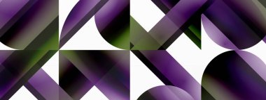 Canlı eğimli üçgenler ve beyaz üzerinde daireler. Dijital tasarımlar, sunumlar, web sitesi afişleri, sosyal medya paylaşımları için şekillerin büyüleyici birleşimi