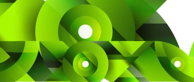 Geometrik füzyon - üçgenlerin soyut harmonisi ve minimalist arkaplan tasarımında daireler. Duvar kağıdı, afiş, arkaplan, iniş sayfası, duvar sanatı, davetiye, baskı için şekil ve satır tasarımı