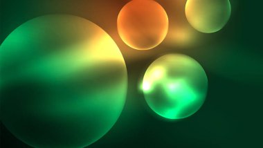 Neon parlayan daireler, sihirli enerji uzay ışığı konsepti, soyut arka plan duvar kağıdı tasarımı