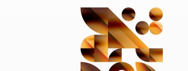 Vektör arkaplanı. Minimalist geometrik arkaplan daireler ve şekillerle süslenmiş. Dijital tasarımlar, sunumlar, web sitesi afişleri, sosyal medya paylaşımları için yaratıcılığı davet eden soyut sanat