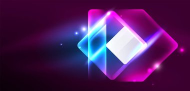 Neon parıldayan tekno çizgiler ve oklar, yüksek teknolojili soyut arkaplan şablonu