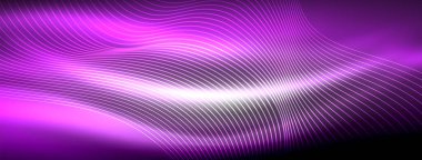 Parlayan neon dalga soyut arkaplan - canlı, ışıltılı dalgalar büyüleyici ve heyecan verici bir ekran içinde titreşiyor