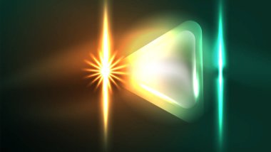 Dijital Neon Soyut Arkaplan, Üçgenler ve Işıklar Geometrik Tasarım Şablonu