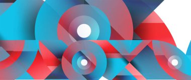 Geometrik füzyon - üçgenlerin soyut harmonisi ve minimalist arkaplan tasarımında daireler. Duvar kağıdı, afiş, arkaplan, iniş sayfası, duvar sanatı, davetiye, baskı için şekil ve satır tasarımı