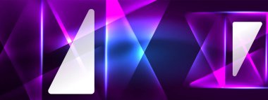 Geometrik arkaplanı hackleyen neon ışıkları, sanal gerçeklik veya yapay zeka konsepti, duvar kağıdı, pankart, sunum, arkaplan için siber punk geometrik şablon