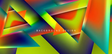 Örtüler, şablonlar, el ilanları, broşürler, afişler için üstüste binen üçgenler ve sıvı gradyanlarla soyut fırın