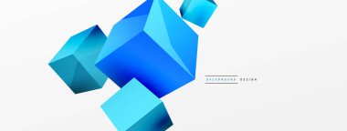 3d cubes vector abstract background. Composition of 3d square shaped basic geometric elements. Trendy techno business template for wallpaper, banner, background or landing