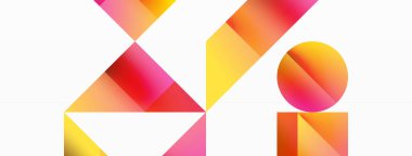 Parlak daire, kare, üçgen minimalist geometrik arkaplanı şekillendirir. Gösterişli, çağdaş tasarım dijital tasarımlar, sunumlar, web sitesi afişleri, sosyal medya paylaşımları için biraz sofistike