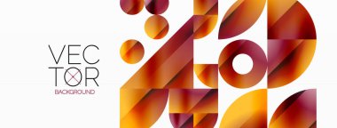 Vektör arkaplanı. Minimalist geometrik arkaplan daireler ve şekillerle süslenmiş. Dijital tasarımlar, sunumlar, web sitesi afişleri, sosyal medya paylaşımları için yaratıcılığı davet eden soyut sanat