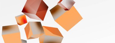 3d vektör soyut arkaplan. Uçan küp kompozisyonu. Duvar kağıdı, afiş, arkaplan veya iniş için moda tekno iş şablonu