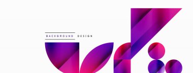 Vektör arkaplanı. Minimalist geometrik arkaplan daireler ve şekillerle süslenmiş. Dijital tasarımlar, sunumlar, web sitesi afişleri, sosyal medya paylaşımları için yaratıcılığı davet eden soyut sanat