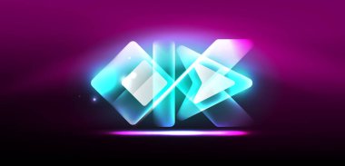 Neon parıldayan tekno çizgiler ve oklar, yüksek teknolojili soyut arkaplan şablonu