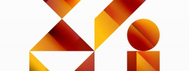 Kareli, üçgenli, daireli geometrik arkaplan. Şekiller uyumlu bir şekilde etkileşir, dijital tasarımlar, sunumlar, web sitesi afişleri, sosyal medya iletileri için görsel olarak çarpıcı bir tasarım oluşturur