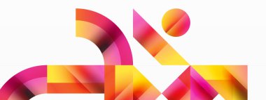 Parlak daire, kare, üçgen minimalist geometrik arkaplanı şekillendirir. Gösterişli, çağdaş tasarım dijital tasarımlar, sunumlar, web sitesi afişleri, sosyal medya paylaşımları için biraz sofistike