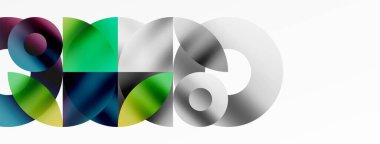 Eğimli soyut yuvarlak geometrik şekiller. Yaratıcı teknoloji, dijital sanat, sosyal iletişim ve modern bilim kavramı. Posterler, kapaklar, afişler, broşürler ve web siteleri için ideal