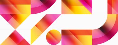 Parlak daire, kare, üçgen minimalist geometrik arkaplanı şekillendirir. Gösterişli, çağdaş tasarım dijital tasarımlar, sunumlar, web sitesi afişleri, sosyal medya paylaşımları için biraz sofistike