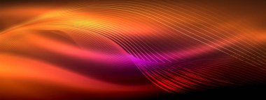 Parlayan neon dalga soyut arkaplan - canlı, ışıltılı dalgalar büyüleyici ve heyecan verici bir ekran içinde titreşiyor