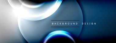 Çember çizgileri ve baloncuklar ışık ve gölge efektleriyle parlayan etki eğiminde. Işık, gölge ve derinliğin dinamik etkileşimi. Gelecekçi ve ritmik teknoloji tasarımı