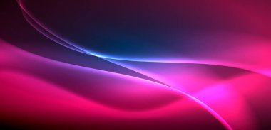 Neon ışıklarının ruhani parıltısında dinamik dalgalar. Hareket akışkanlığı ile neonun ışıl ışıl cazibesini birleştiren kavram, hem canlılığı hem de gelecekteki karmaşıklığı somutlaştıran büyüleyici arka plan.