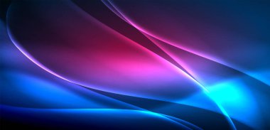 Neon ışıklarının ruhani parıltısında dinamik dalgalar. Hareket akışkanlığı ile neonun ışıl ışıl cazibesini birleştiren kavram, hem canlılığı hem de gelecekteki karmaşıklığı somutlaştıran büyüleyici arka plan.