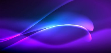 Neon ışıklarının ruhani parıltısında dinamik dalgalar. Hareket akışkanlığı ile neonun ışıl ışıl cazibesini birleştiren kavram, hem canlılığı hem de gelecekteki karmaşıklığı somutlaştıran büyüleyici arka plan.