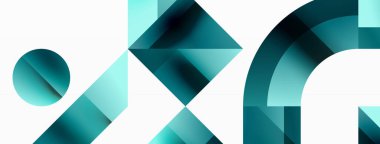 Kareli, üçgenli, daireli geometrik arkaplan. Şekiller uyumlu bir şekilde etkileşir, dijital tasarımlar, sunumlar, web sitesi afişleri, sosyal medya iletileri için görsel olarak çarpıcı bir tasarım oluşturur