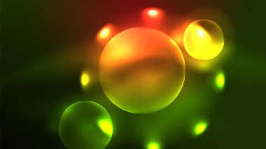 Neon parlayan daireler, sihirli enerji uzay ışığı konsepti, soyut arka plan duvar kağıdı tasarımı