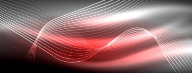 Parlayan neon dalga soyut arkaplan - canlı, ışıltılı dalgalar büyüleyici ve heyecan verici bir ekran içinde titreşiyor