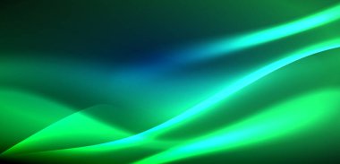 Neon ışıklarının ruhani parıltısında dinamik dalgalar. Hareket akışkanlığı ile neonun ışıl ışıl cazibesini birleştiren kavram, hem canlılığı hem de gelecekteki karmaşıklığı somutlaştıran büyüleyici arka plan.