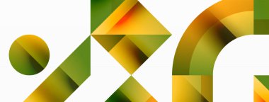 Parlak daire, kare, üçgen minimalist geometrik arkaplanı şekillendirir. Gösterişli, çağdaş tasarım dijital tasarımlar, sunumlar, web sitesi afişleri, sosyal medya paylaşımları için biraz sofistike