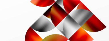 Metalik yuvarlak üçgenler içeren minimalist geometrik arkaplan, duvar kağıdı, pankart, arkaplan, iniş sayfası için temiz, metalik formlara vurgu yapan parlak ve modern görsel estetik sunuyor