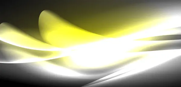 Neon Verlichte Golven Vloeien Achtergrond Betoverende Dans Van Luminescentie Beweging — Stockvector