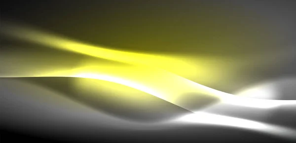 Přes Pozadí Valí Neonově Osvětlené Vlny Fascinující Tanec Světla Pohybu — Stockový vektor