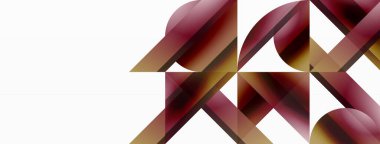 Canlı eğimli üçgenler ve beyaz üzerinde daireler. Dijital tasarımlar, sunumlar, web sitesi afişleri, sosyal medya paylaşımları için şekillerin büyüleyici birleşimi