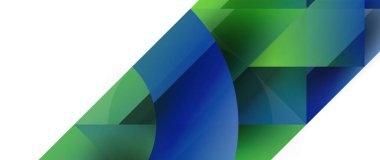 Geometrik füzyon - üçgenlerin soyut harmonisi ve minimalist arkaplan tasarımında daireler. Duvar kağıdı, afiş, arkaplan, iniş sayfası, duvar sanatı, davetiye, baskı için şekil ve satır tasarımı