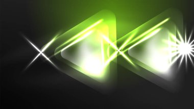 Dijital Neon Soyut Arkaplan, Üçgenler ve Işıklar Geometrik Tasarım Şablonu