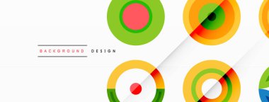 Canlı ve göz alıcı vektör arkaplanı, modern ve moda tasarımlar için mükemmel düzenlenmiş renkli çemberlerden oluşan bir şebeke içeriyor.