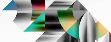 Soyut geometrik şekilli geometrik arkaplan. Yaratıcı teknoloji kavramı, dijital sanat, sosyal iletişim, poster, kapak, afiş, broşür, web sitesi için modern bilim