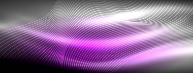 Parlayan neon dalga soyut arkaplan - canlı, ışıltılı dalgalar büyüleyici ve heyecan verici bir ekran içinde titreşiyor