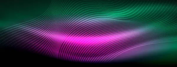 Fond Abstrait Aux Ondes Fluo Éclatantes Des Ondes Luminescentes Vibrantes — Image vectorielle