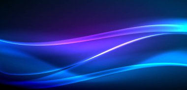 Neon ışıklarının ruhani parıltısında dinamik dalgalar. Hareket akışkanlığı ile neonun ışıl ışıl cazibesini birleştiren kavram, hem canlılığı hem de gelecekteki karmaşıklığı somutlaştıran büyüleyici arka plan.