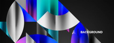 Yaratıcı teknolojiyi, dijital sanatı, sosyal iletişimi ve modern bilimi sembolize eden soyut geometrik şekiller. Posterler, kapaklar, afişler, broşürler ve web siteleri için ideal