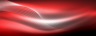 Parlayan neon dalga soyut arkaplan - canlı, ışıltılı dalgalar büyüleyici ve heyecan verici bir ekran içinde titreşiyor
