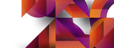 Geometrik füzyon - üçgenlerin soyut harmonisi ve minimalist arkaplan tasarımında daireler. Duvar kağıdı, afiş, arkaplan, iniş sayfası, duvar sanatı, davetiye, baskı için şekil ve satır tasarımı