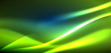 Neon ışıklarının ruhani parıltısında dinamik dalgalar. Hareket akışkanlığı ile neonun ışıl ışıl cazibesini birleştiren kavram, hem canlılığı hem de gelecekteki karmaşıklığı somutlaştıran büyüleyici arka plan.