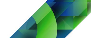 Geometrik füzyon - üçgenlerin soyut harmonisi ve minimalist arkaplan tasarımında daireler. Duvar kağıdı, afiş, arkaplan, iniş sayfası, duvar sanatı, davetiye, baskı için şekil ve satır tasarımı