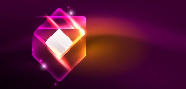 Neon parıldayan tekno çizgiler ve oklar, yüksek teknolojili soyut arkaplan şablonu