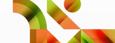 Parlak daire, kare, üçgen minimalist geometrik arkaplanı şekillendirir. Gösterişli, çağdaş tasarım dijital tasarımlar, sunumlar, web sitesi afişleri, sosyal medya paylaşımları için biraz sofistike